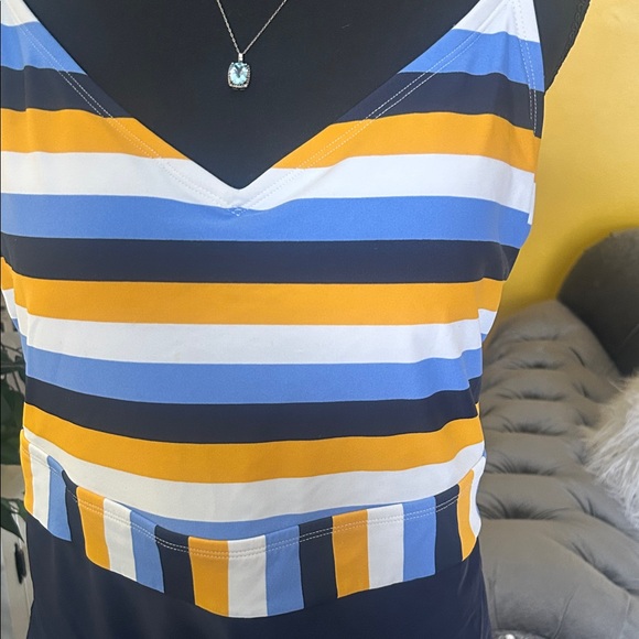 Kona Sol Blue and Yellow Striped One Piece - Picture 5 of 9